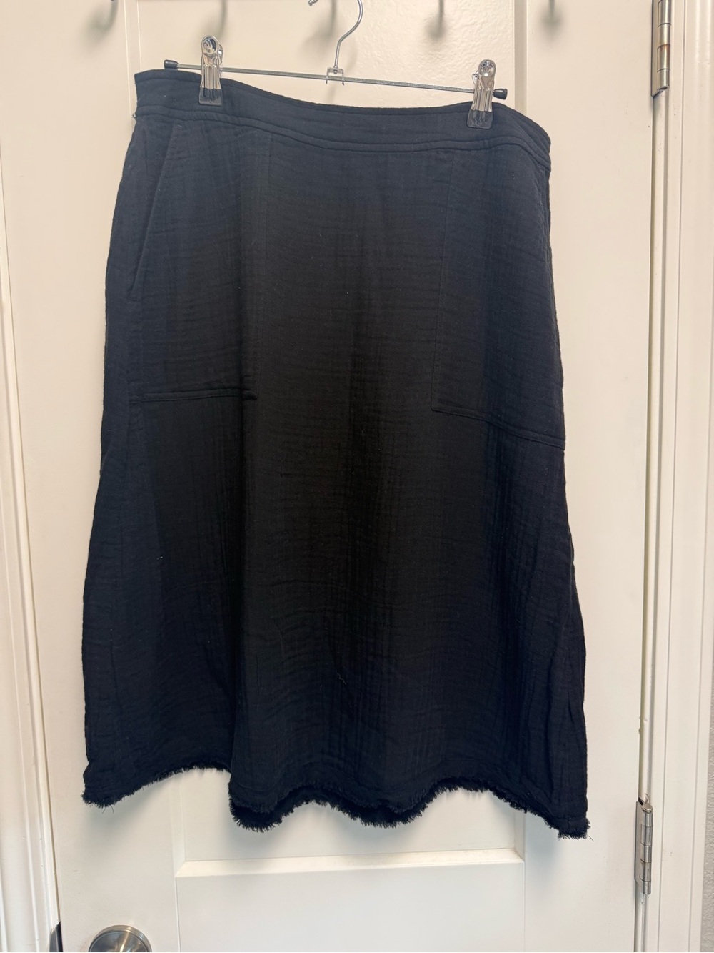 Eileen Fisher Black A-Line Textured Midi Skirt